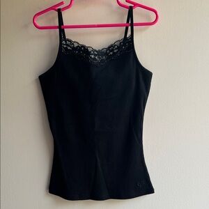 Justice Black Lace Ribbed Cami Top